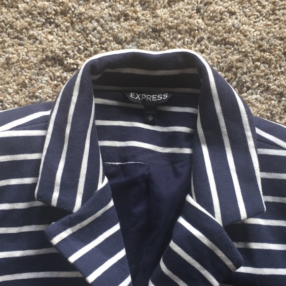 Navy/Cream striped Express blazer - Picture 3 of 4